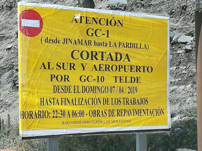 Cartel anunciando el corte (Foto TA)